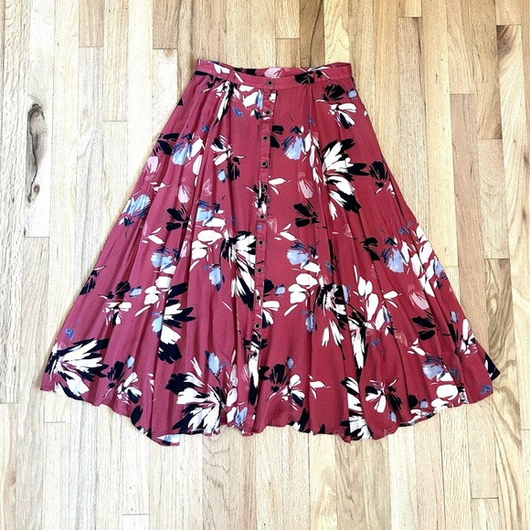 YUMI KIM celma midi skirt boho floral print button front anthropologie size L - Picture 4 of 9